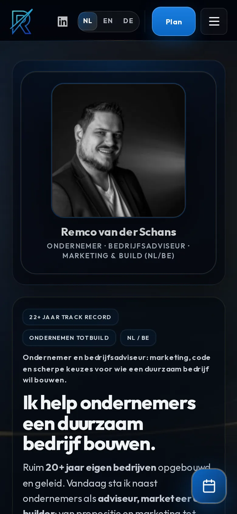 Homepage, mobiel