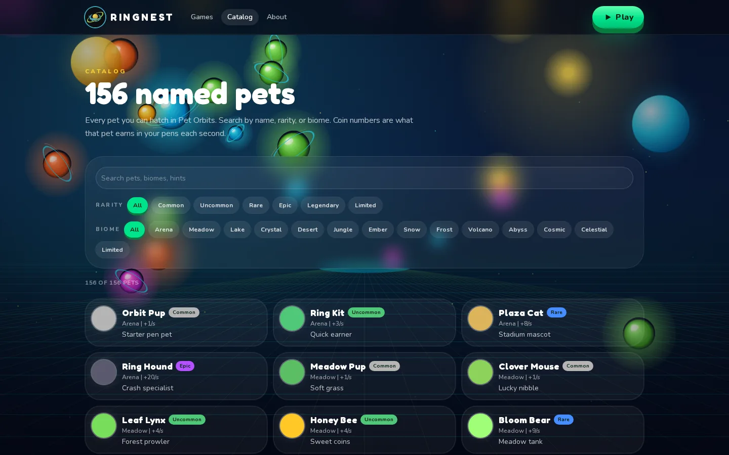 Pet catalogue, desktop