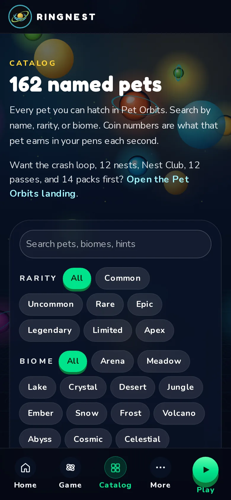 Pet-catalogus, mobiel