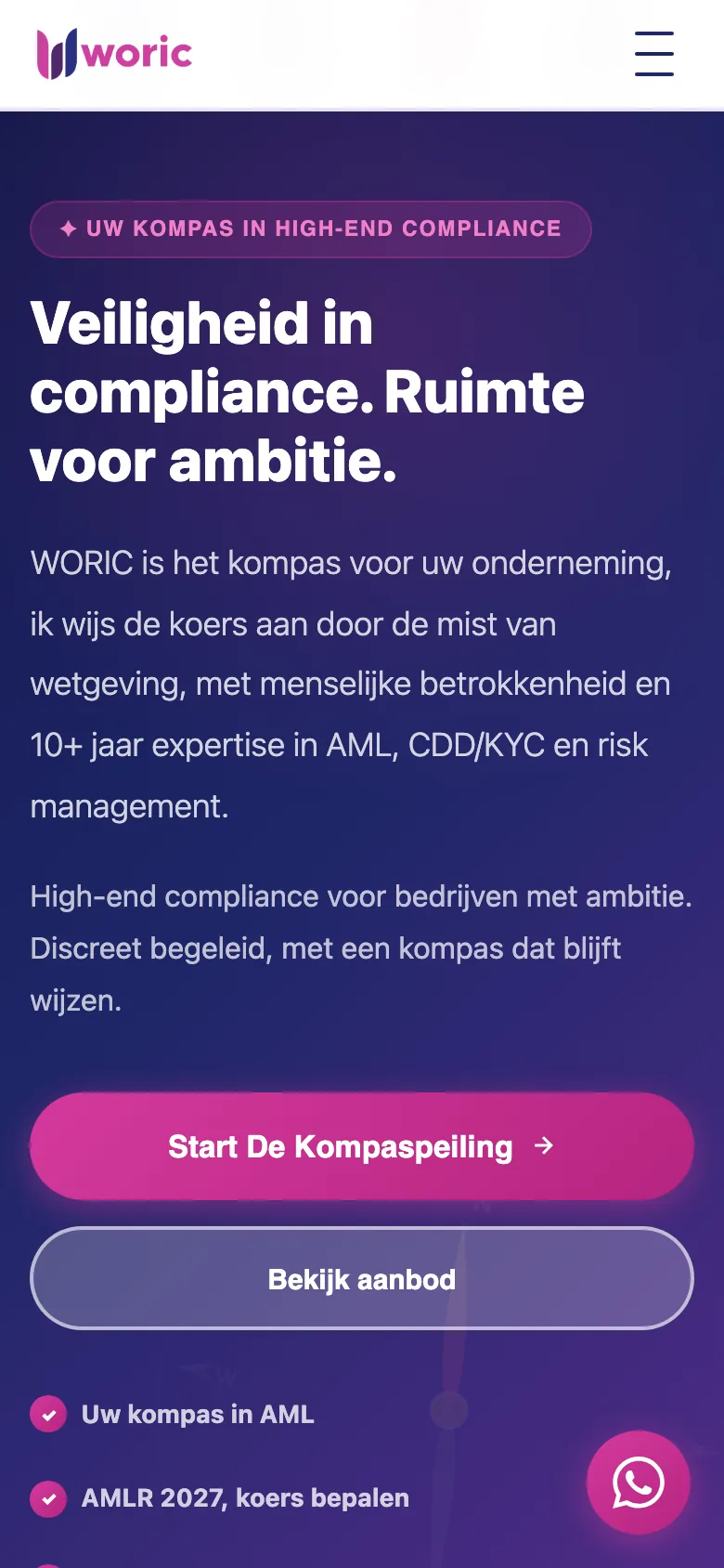 Homepage, mobiel